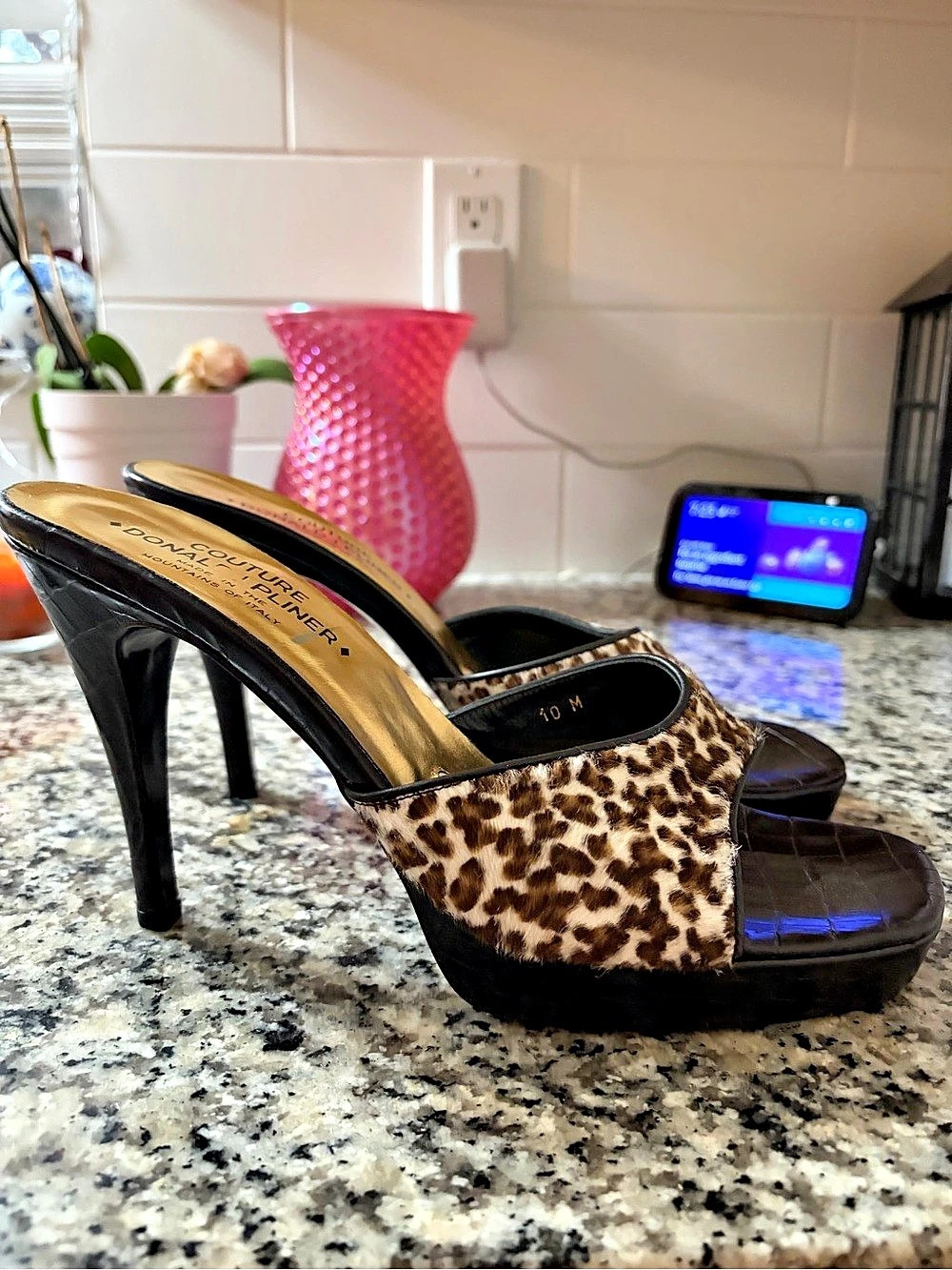 Couture Donald J. Pliner Leopard Print Platform Heels US 10